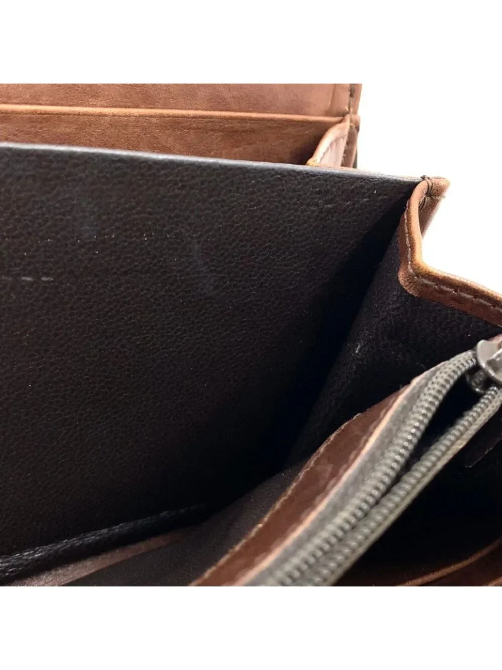 Gucci Woven Web Zip Around Leather Brown Wallet Gold - Picture 6 of 15